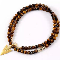 Men Arrow 6mm Brown Beaded Charm Necklace