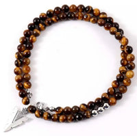 Men Arrow 6mm Brown Beaded Charm Necklace