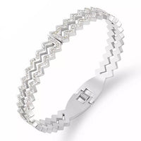 Women Full Zirconia Stainless Steel Hollow Bracelet