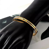 Women Colorful Crystal Row Bangle Stainless Bracelet