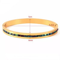 Women Colorful Crystal Row Bangle Stainless Bracelet