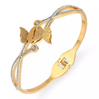 Women Bangle Stainless Steel Butterfly Cuff Bracelet