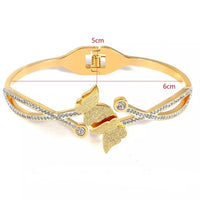 Women Bangle Stainless Steel Butterfly Cuff Bracelet