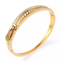 Women Stainless Steel Zirconia Buckle Bangle Bracelet