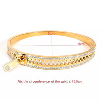 Women Stainless Steel Zirconia Buckle Bangle Bracelet