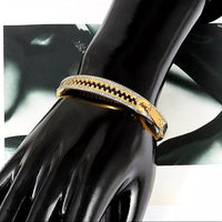 Women Stainless Steel Zirconia Buckle Bangle Bracelet