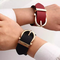 Punk Style Adjustable Wide PU Leather Bracelet