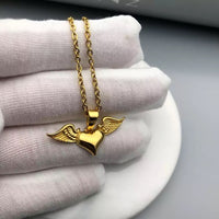 Stainless Steel Wing Heart Women Necklace