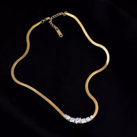 316L Stainless Steel Embedded Zircon Snake Necklace