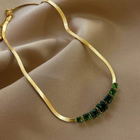 316L Stainless Steel Embedded Zircon Snake Necklace