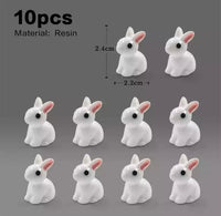 10 Pcs White Micro Bunny Home Decoration