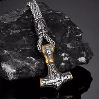 Stainless Steel Vikings Hammer Pendant Chain Necklace