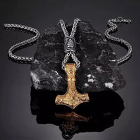 Stainless Steel Vikings Hammer Pendant Chain Necklace