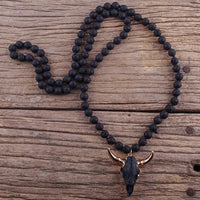 Unisex Fashion Bohemian Long Skull Pendant Necklace