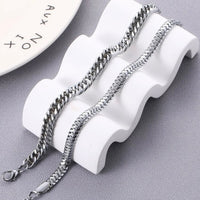 2Pcs Stainless Steel Men Bracelet