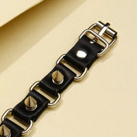 Unisex Spike Decor Leather Bracelet