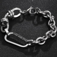 Men Stainless Steel Letter Detail Chain Bracelet