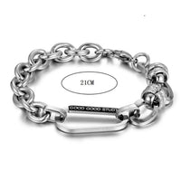 Men Stainless Steel Letter Detail Chain Bracelet