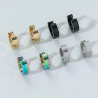 4 Pairs 4 Colors Stainless Steel Hoop Earring