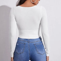 Surplice Neck Rib-Knit Crop Tee