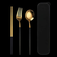 2 Set Cutlery 3 pcs Stainless Steel Spoon-Fork-Chopstick