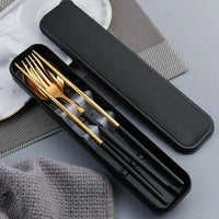 2 Set Cutlery 3 pcs Stainless Steel Spoon-Fork-Chopstick