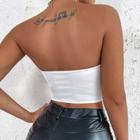 White Solid Hanky Hem Tube Top