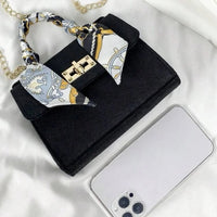 Mini Square Bag Twist Lock Chain Strap Felt