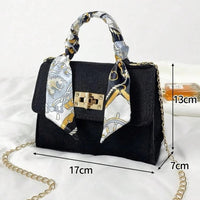 Mini Square Bag Twist Lock Chain Strap Felt