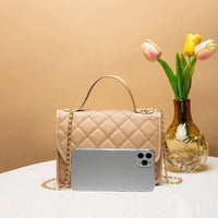 Waterproof, Lightweight, Business Casual Mini Quilted Embossed Flap Square Bag