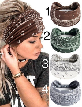 Bohemian Retro Yoga Headband For Fitness, Running Elastic Wide Headband