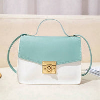 Mini Two Tone Twist Lock Flap Square Bag Top Handle