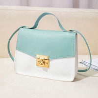 Mini Two Tone Twist Lock Flap Square Bag Top Handle