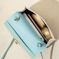 Mini Two Tone Twist Lock Flap Square Bag Top Handle