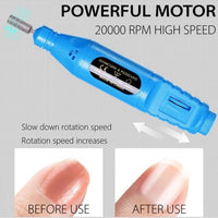 1set blue Professional Electric Nail Drill Machine Nail Files Pen Pedicure