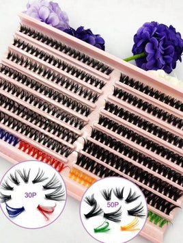 320 Pcs Mixed 30d+50d Colorful Fluffy Crossed D Curl False Eyelashes