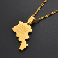 Stainless Steel Armenia Map Pendant Necklaces