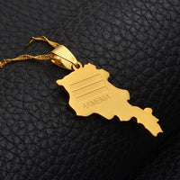 Stainless Steel Armenia Map Pendant Necklaces