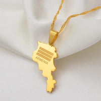 Stainless Steel Armenia Map Pendant Necklaces