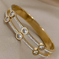 Luxury Stainless Steel Wide Bangle Bracelet For Women