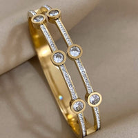 Luxury Stainless Steel Wide Bangle Bracelet For Women