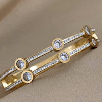 Luxury Stainless Steel Wide Bangle Bracelet For Women