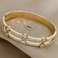 Luxury Stainless Steel Wide Bangle Bracelet For Women