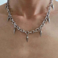 Funky Stainless Steel Studded Decor Pendant Necklace