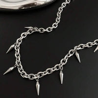 Funky Stainless Steel Studded Decor Pendant Necklace