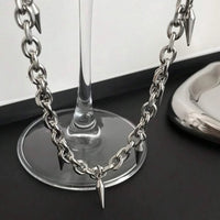 Funky Stainless Steel Studded Decor Pendant Necklace