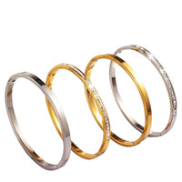 4Pcs/Set Stainless Steel Square Rhinestone Bangle Bracelet