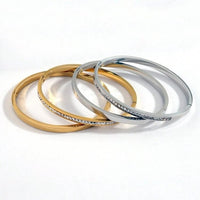 4Pcs/Set Stainless Steel Square Rhinestone Bangle Bracelet