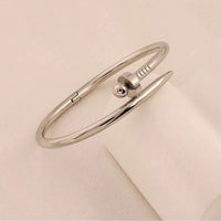 Women Silver Stainless Steel Spike Bangle Bracelet