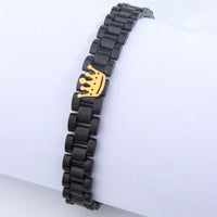 Men Black Stainless Steel Crown Bracelet